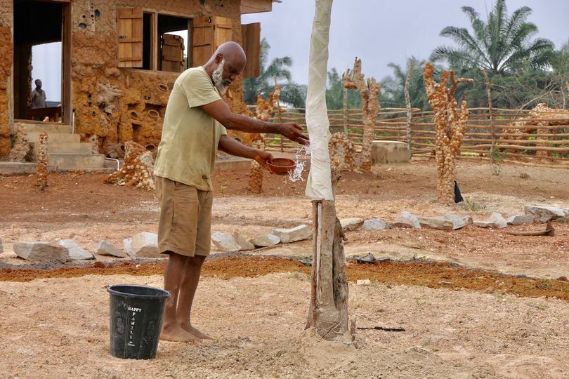 A picture of moyo okediji working at the akodi orisa