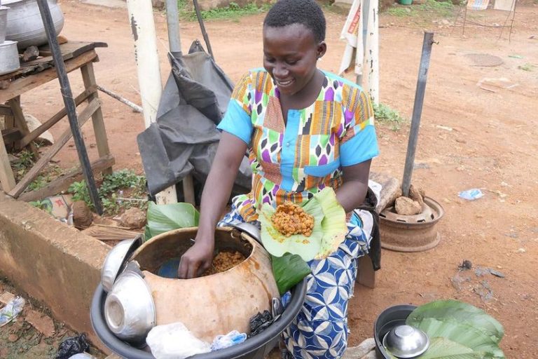 a picture of a feregede seller in the streets of ile ife