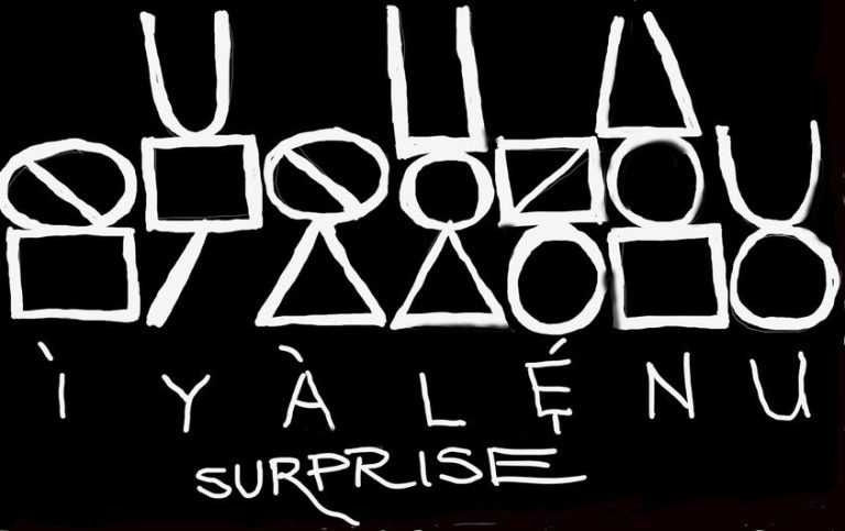 a picture showing ÌYÀLẸ́NU: SURPRISE Yoruba people use words to paint convincingly sharp pictures. When surprised, they call it “ìyàlẹ́nu.” It means “mouth-opening,” or jaw-dropping. You say, “Ó yà mí lẹ́nu láti gbọ́ pé ....: It opened my mouth to learn that ...."